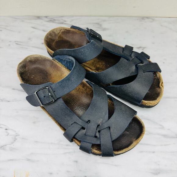 Birkenstock Pisa Black Leather Strappy Slide Sandals Women’s Size 7.5 - Picture 9 of 11